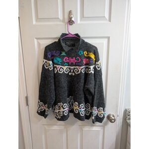 Kitty Hawk LTD Vintage 80s 90s Geometric Print Collared Sweater Women -‎ Size L